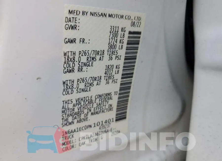 1N6AA1EC0PN101401 Photo# 12