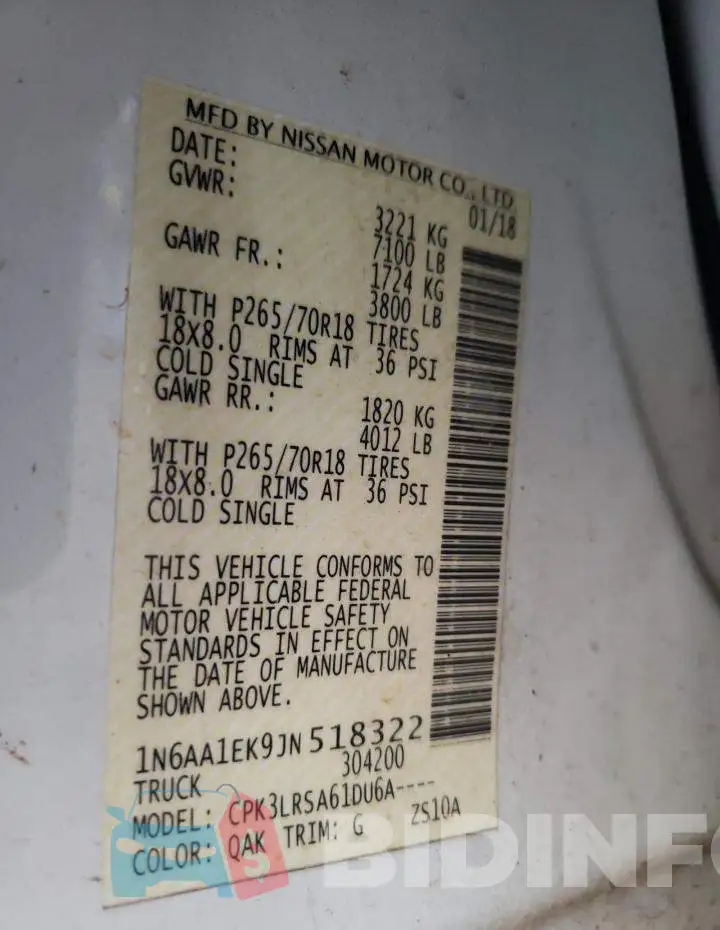 1N6AA1EK9JN518322 Photo# 12