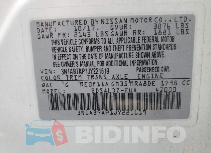 3N1AB7AP1JY221619 Photo# 10