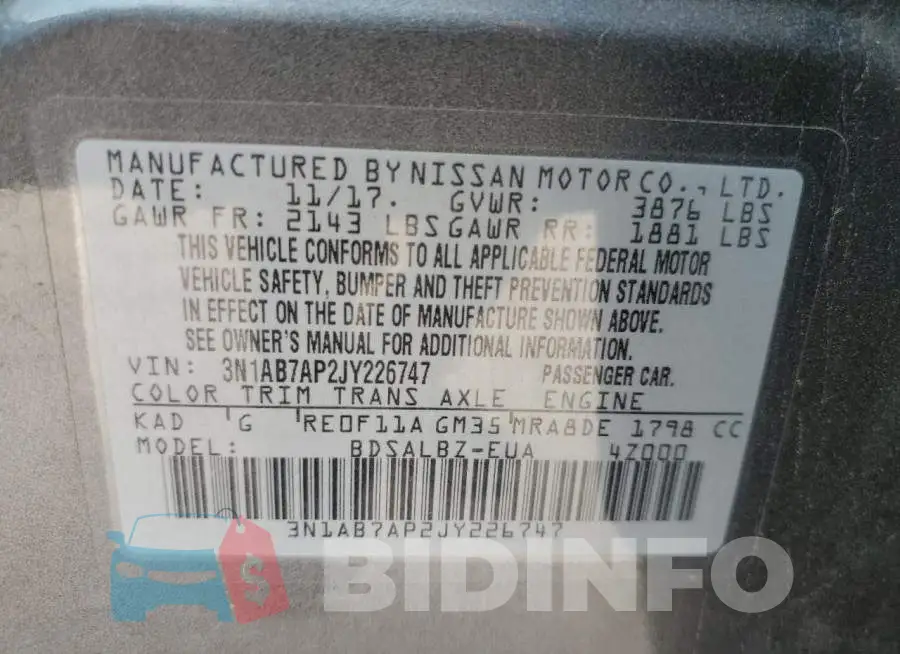 3N1AB7AP2JY226747 Photo# 12