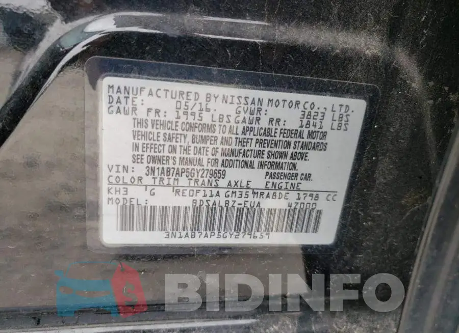 3N1AB7AP5GY279659 Photo# 13