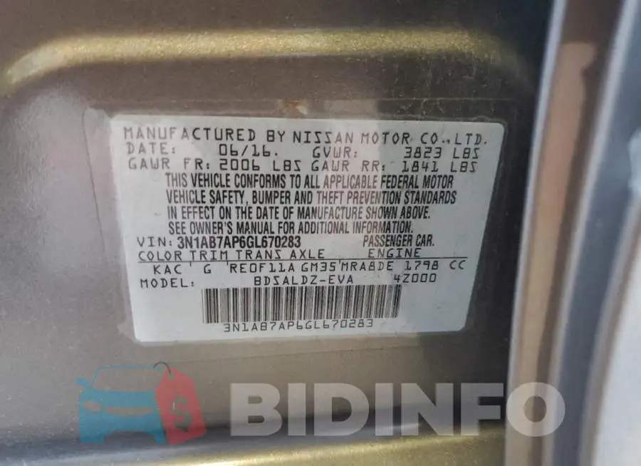 3N1AB7AP6GL670283 Photo# 13