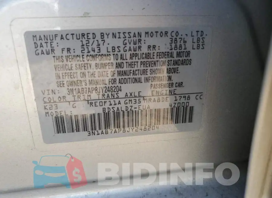 3N1AB7AP8JY248204 Photo# 12