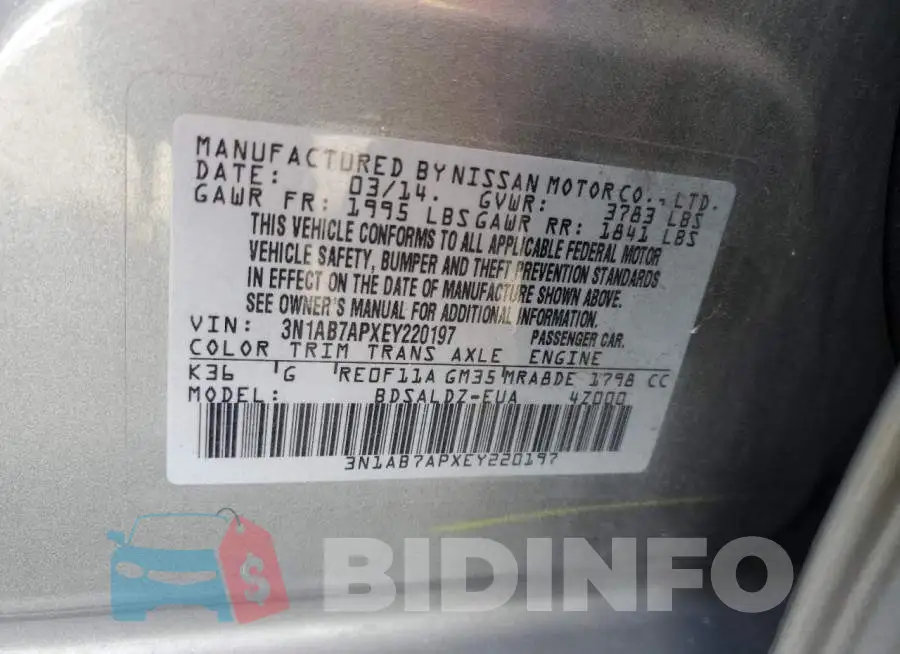 3N1AB7APXEY220197 Photo# 12