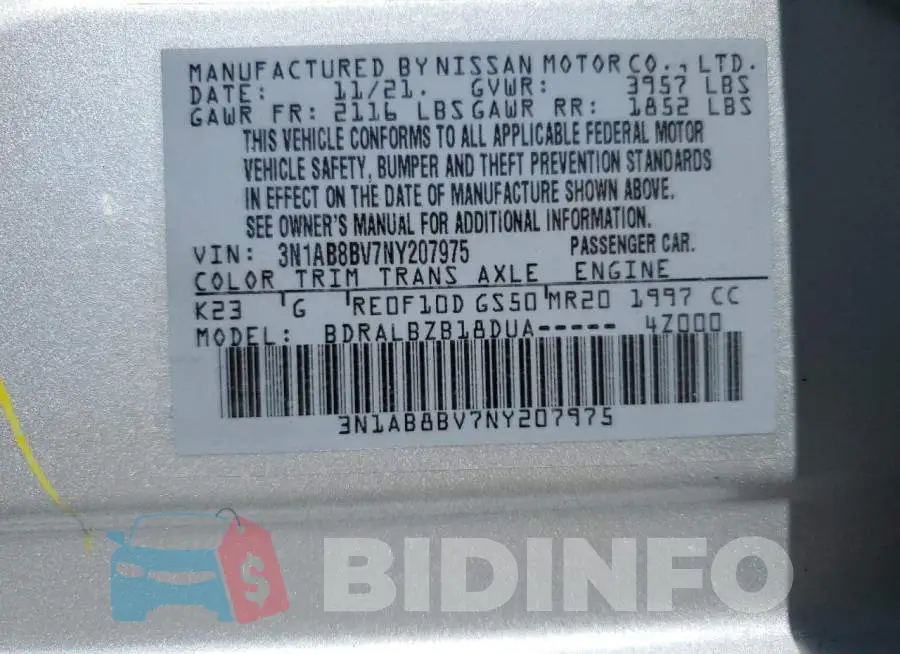 3N1AB8BV7NY207975 Photo# 12
