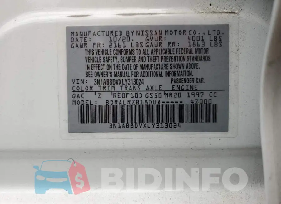 3N1AB8DVXLY313024 Photo# 12