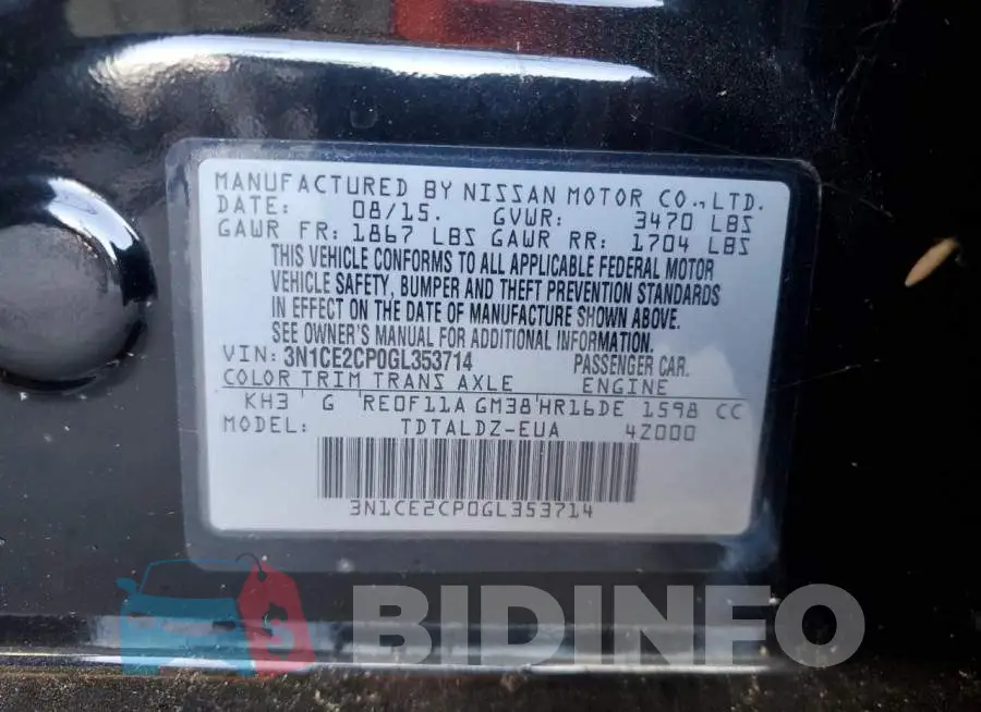 3N1CE2CP0GL353714 Photo# 12