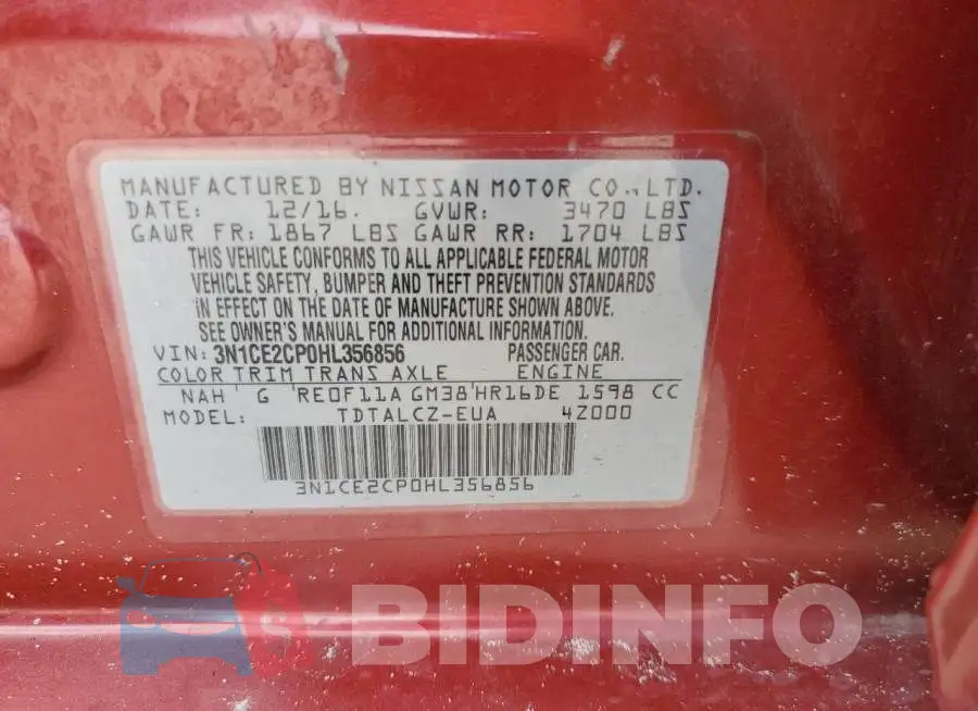 3N1CE2CP0HL356856 Photo# 12