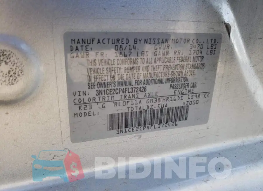 3N1CE2CP4FL372426 Photo# 12