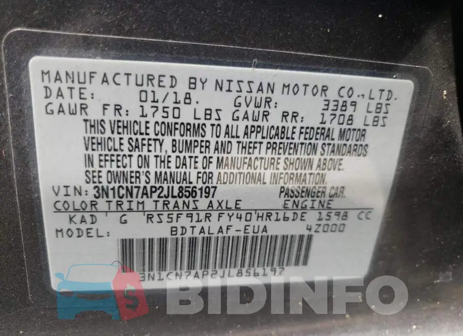 3N1CN7AP2JL856197 Photo# 12