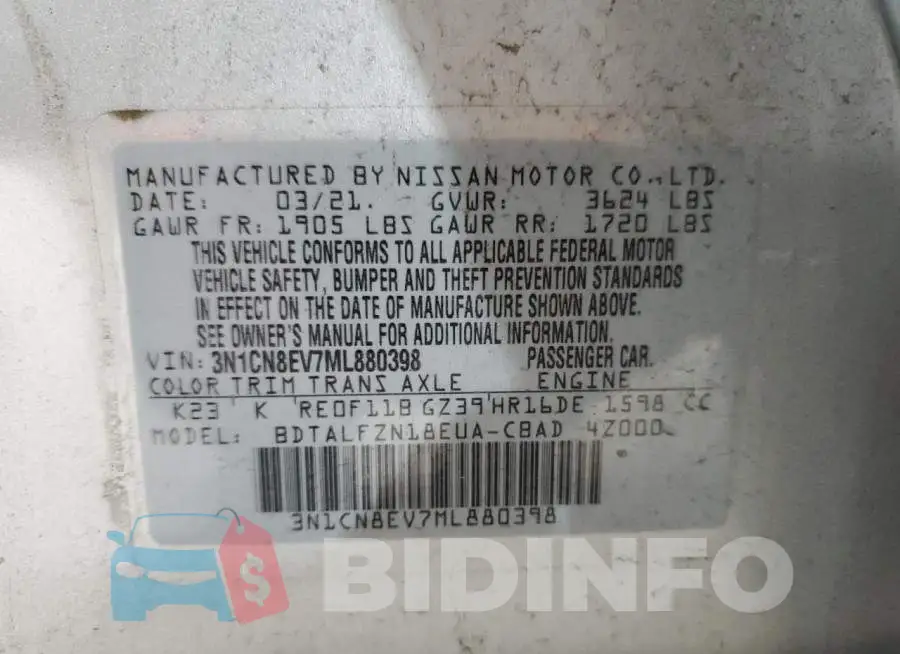 3N1CN8EV7ML880398 Photo# 12