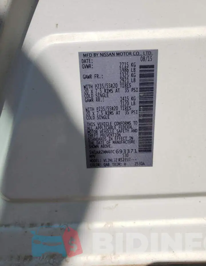 5N1AR2MM4FC693371 Photo# 13