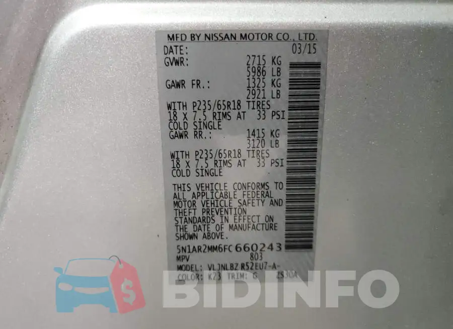 5N1AR2MM6FC660243 Photo# 13