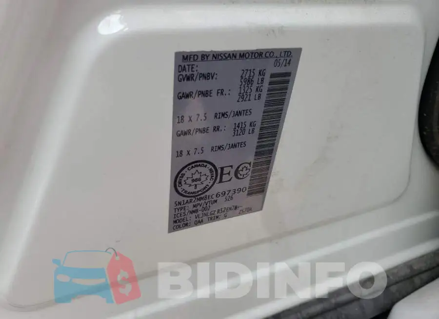 5N1AR2MM8EC697390 Photo# 13