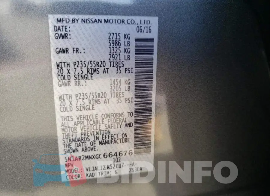 5N1AR2MNXGC664676 Photo# 13