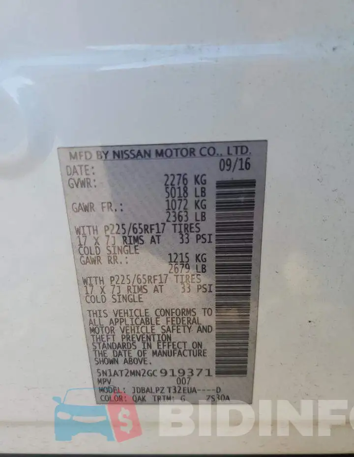 5N1AT2MN2GC919371 Photo# 14
