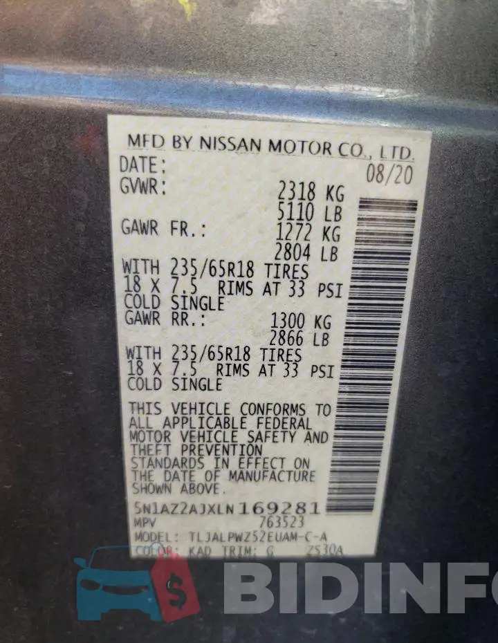 5N1AZ2AJXLN169281 Photo# 13