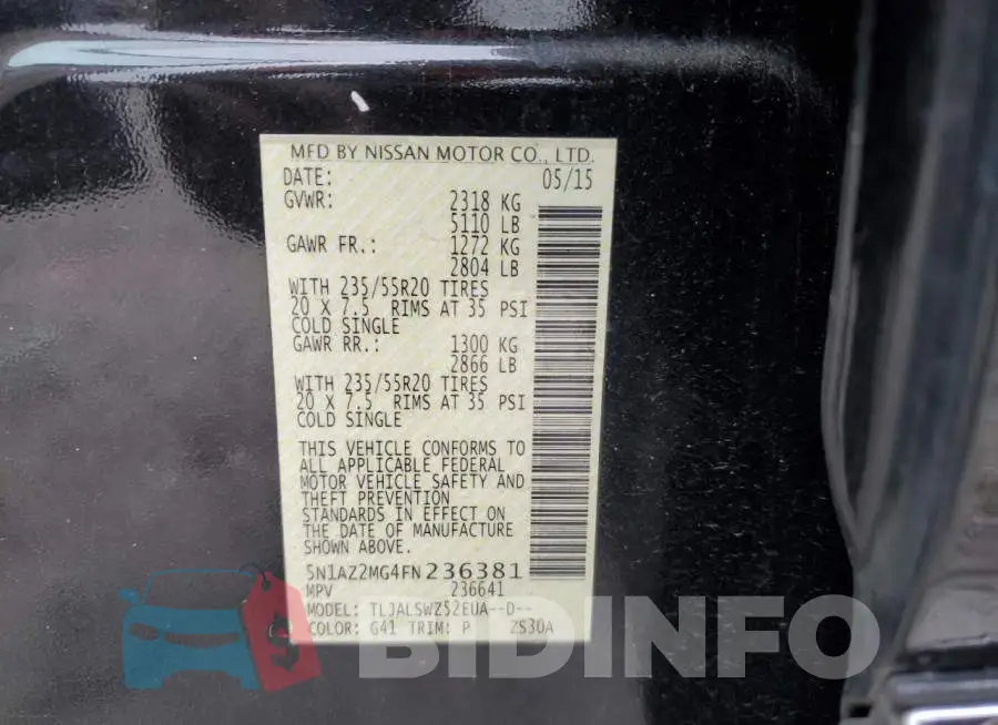 5N1AZ2MG4FN236381 Photo# 14