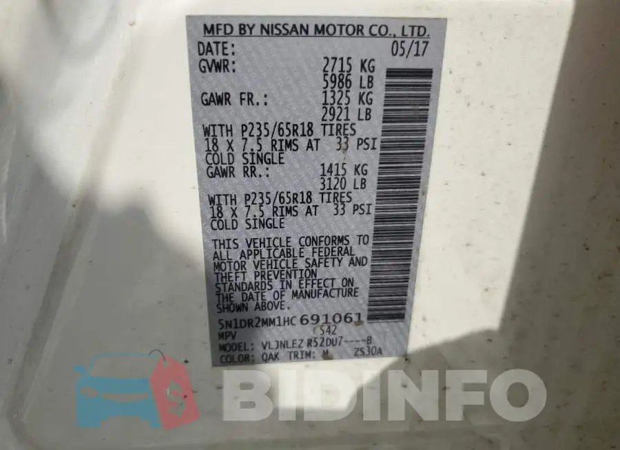5N1DR2MM1HC691061 Photo# 13
