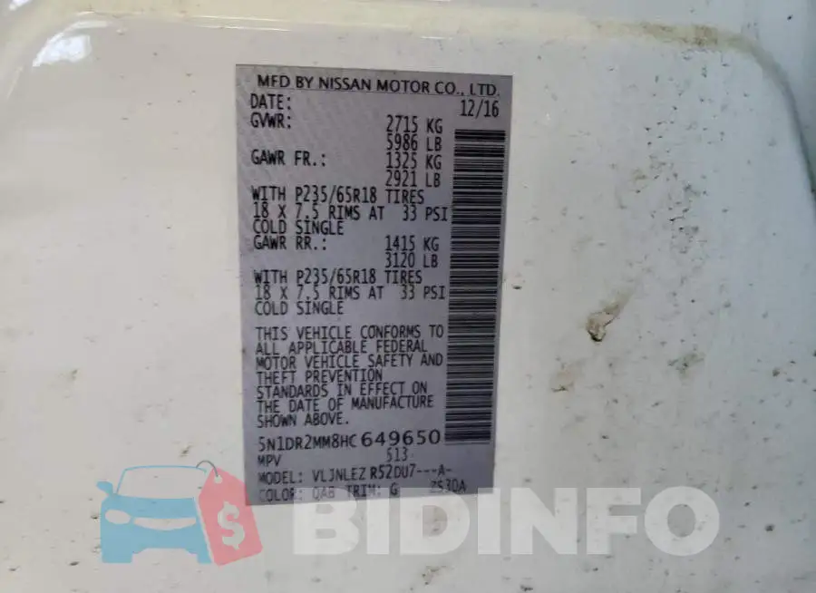 5N1DR2MM8HC649650 Photo# 14
