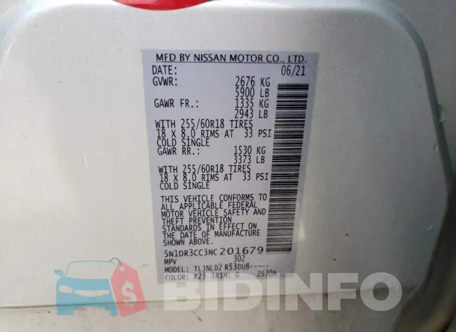 5N1DR3CC3NC201679 Photo# 14