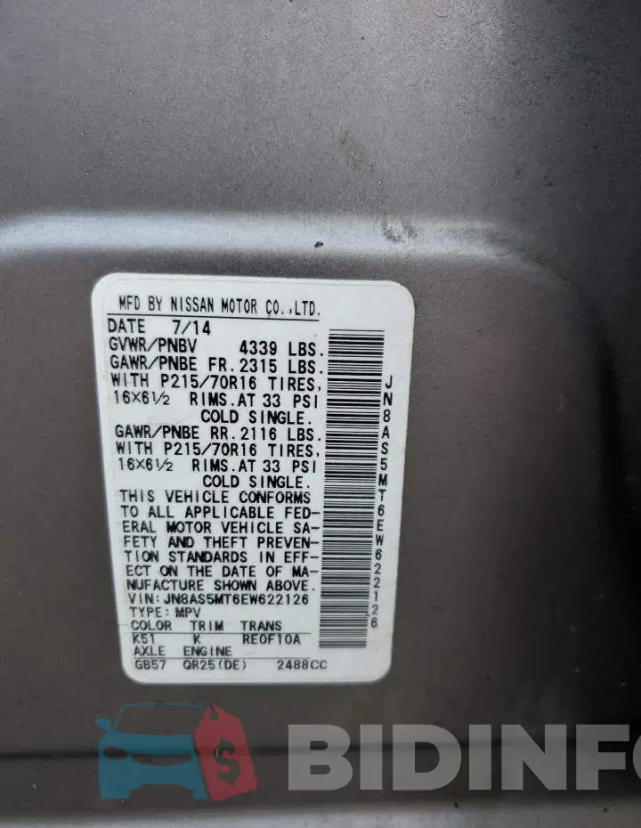 JN8AS5MT6EW622126 Photo# 13