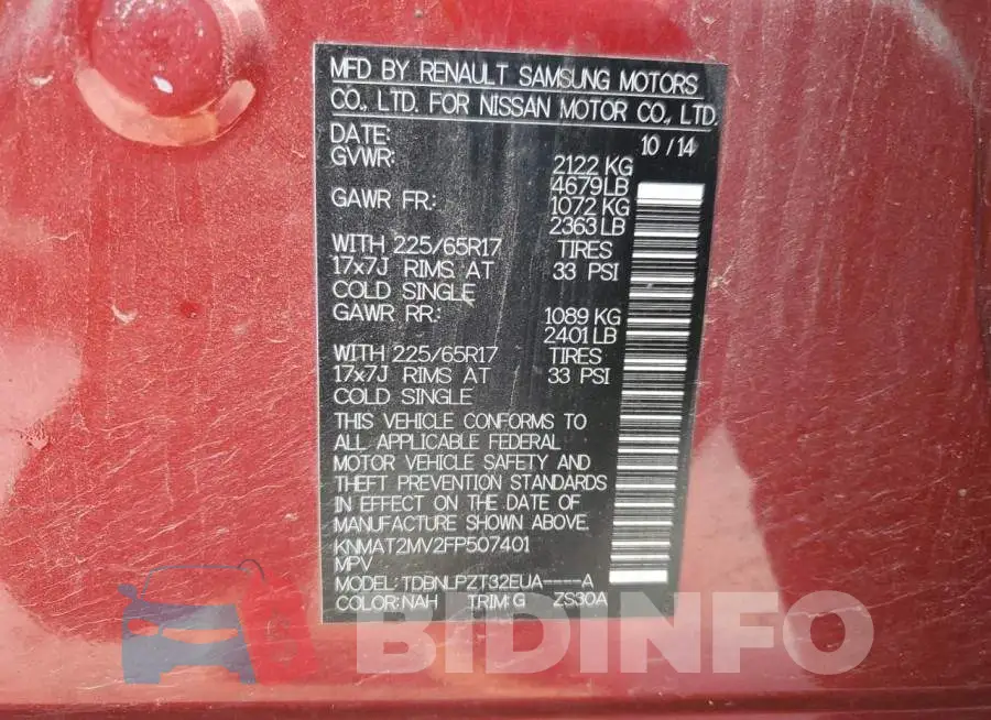 KNMAT2MV2FP507401 Photo# 12