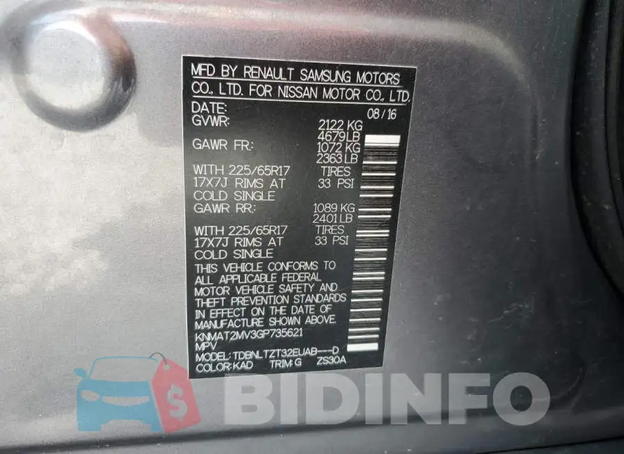 KNMAT2MV3GP735621 Photo# 12