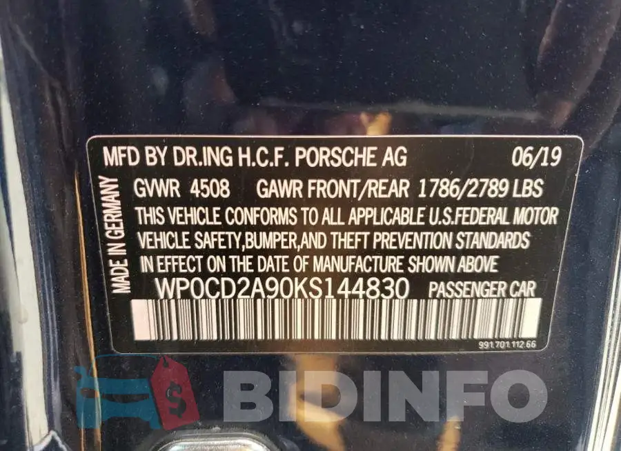 WP0CD2A90KS144830 Photo# 13