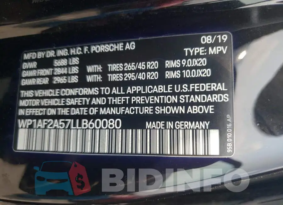 WP1AF2A57LLB60080 Photo# 12