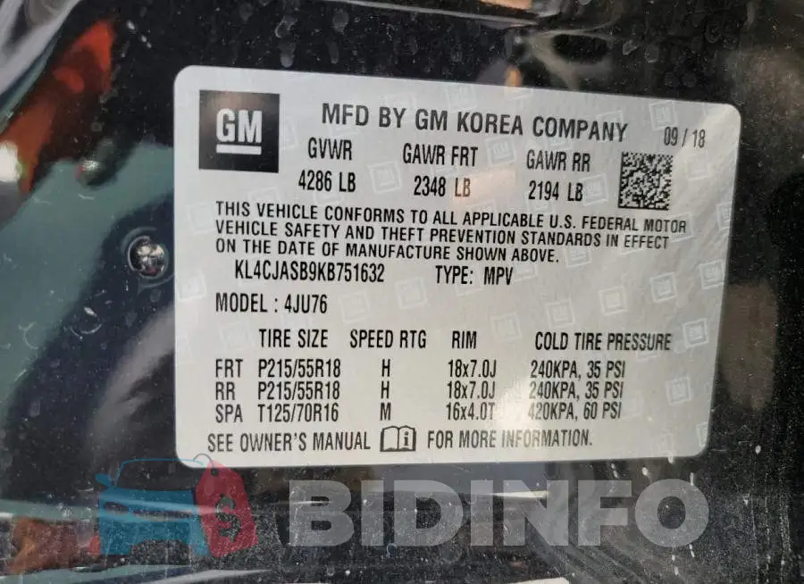 KL4CJASB9KB751632 Photo# 13