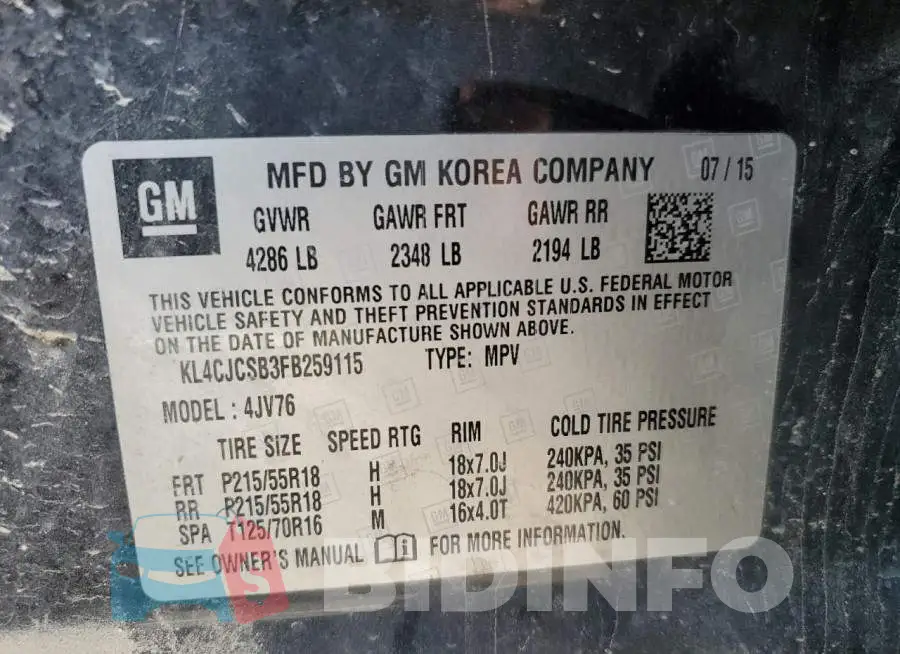 KL4CJCSB3FB259115 Photo# 13