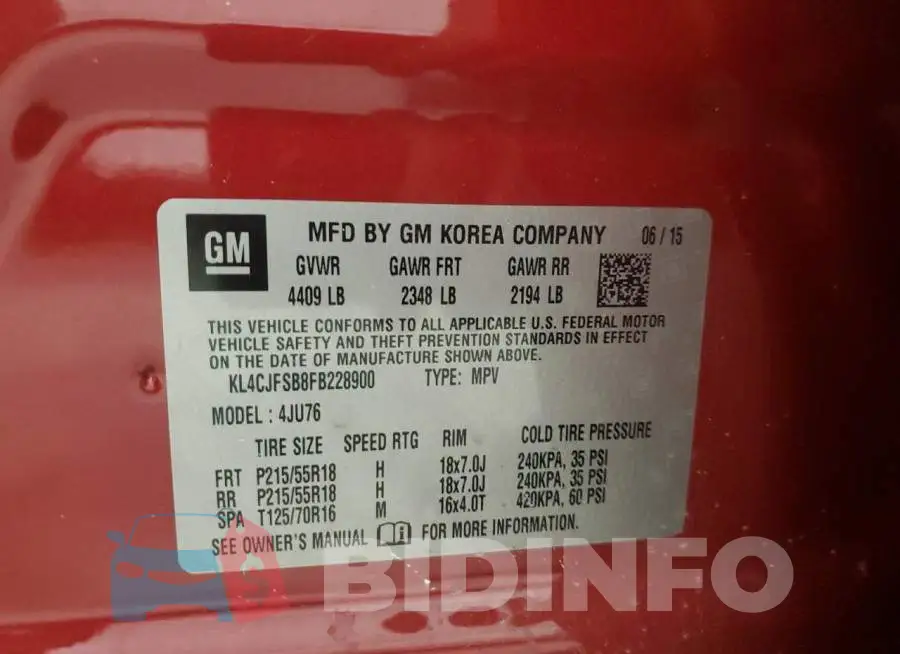 KL4CJFSB8FB228900 Photo# 13
