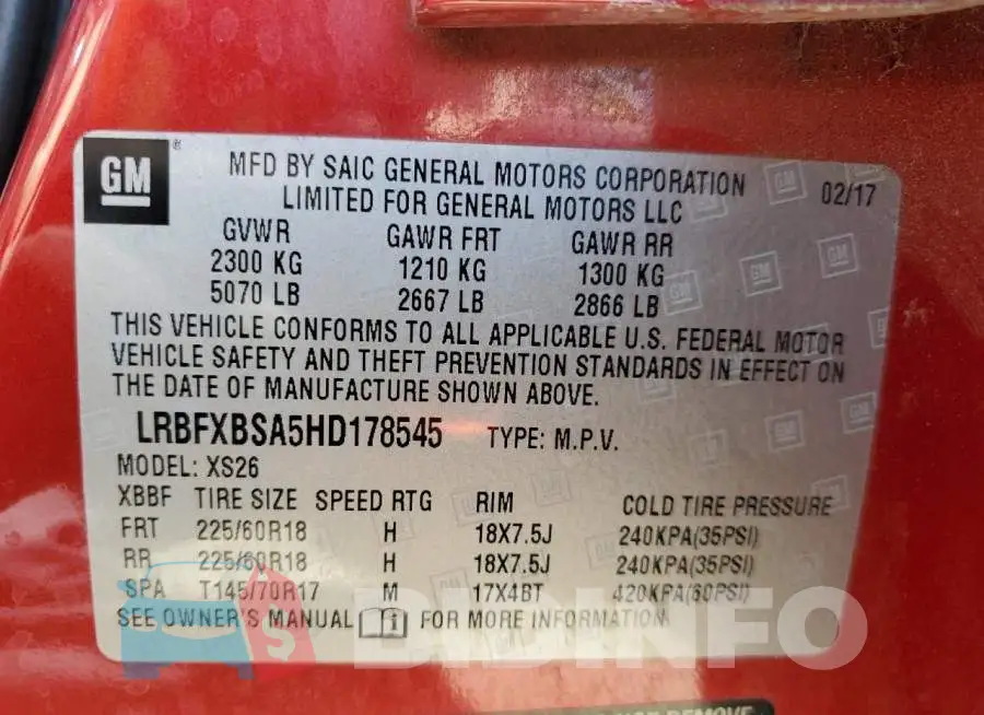 LRBFXBSA5HD178545 Photo# 13