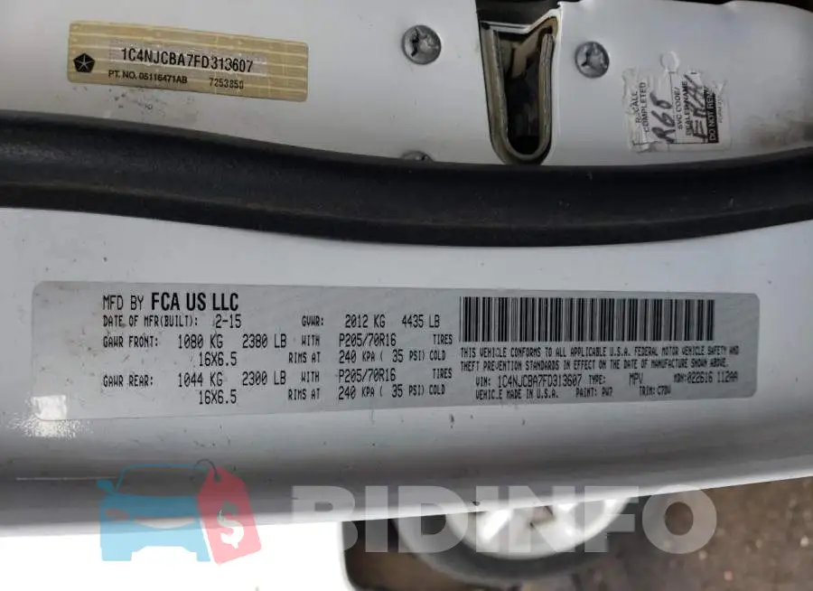 1C4NJCBA7FD313607 Photo# 13