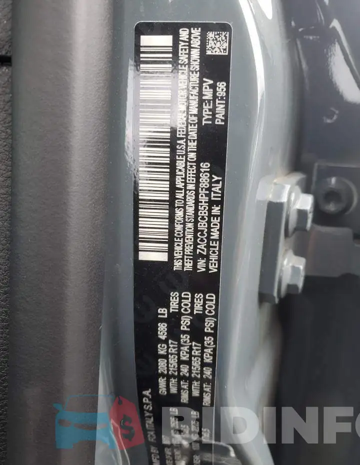 ZACCJBCB5HPF88616 Photo# 12