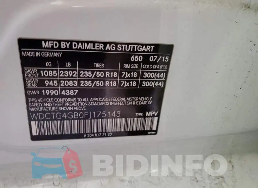 WDCTG4GB0FJ175143 Photo# 12