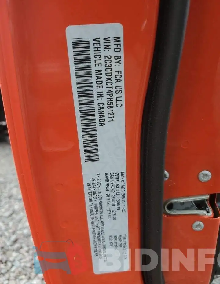 2C3CDXCT4PH581271 Photo# 12
