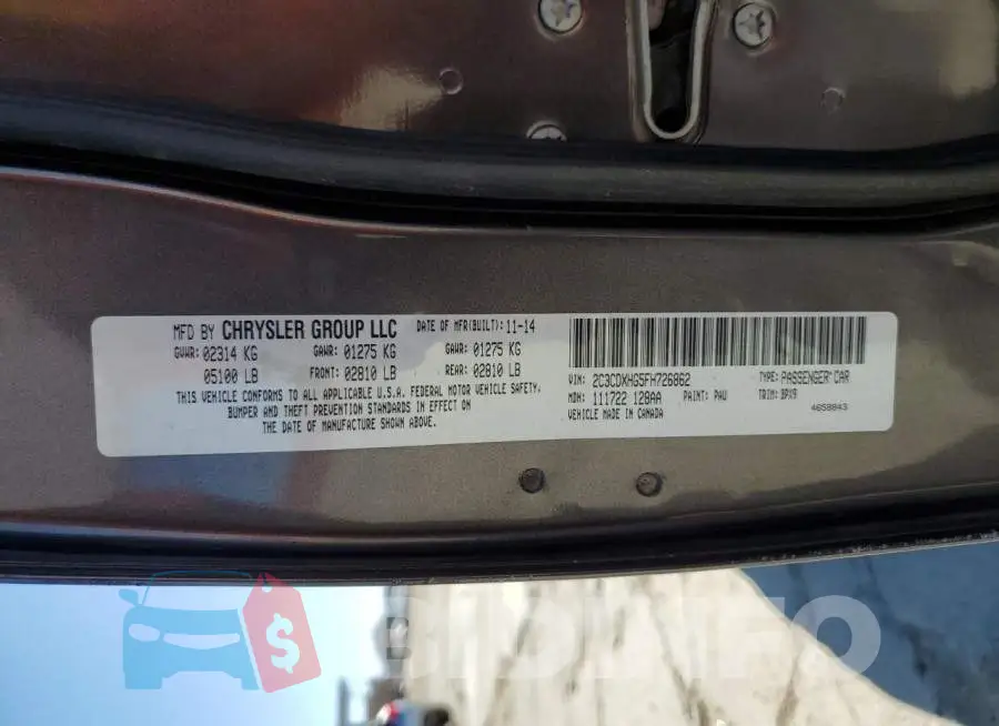 2C3CDXHG5FH726862 Photo# 12