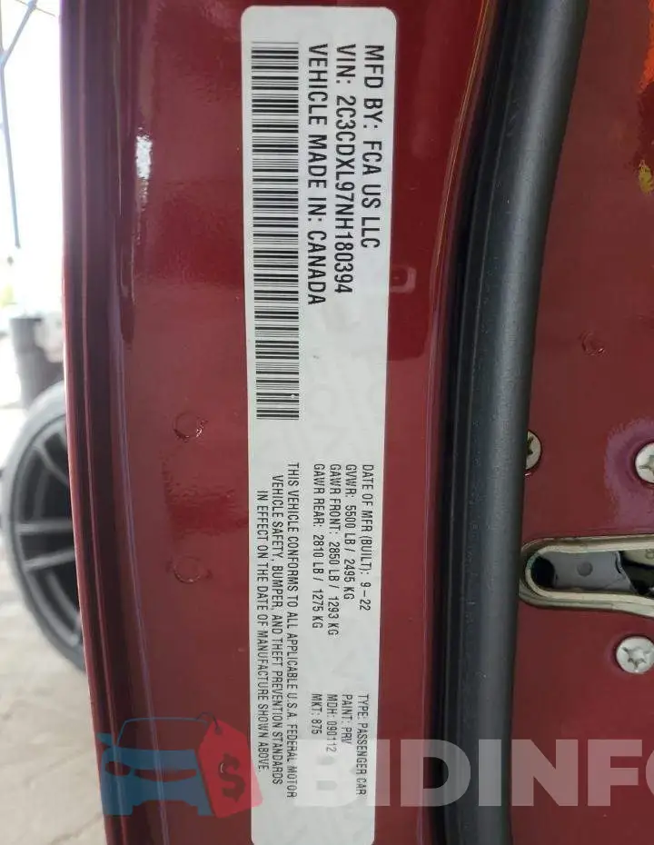 2C3CDXL97NH180394 Photo# 12