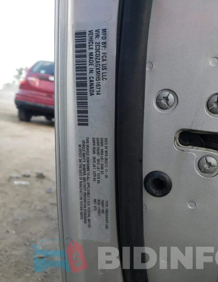 2C3CDZAGXMH516714 Photo# 13