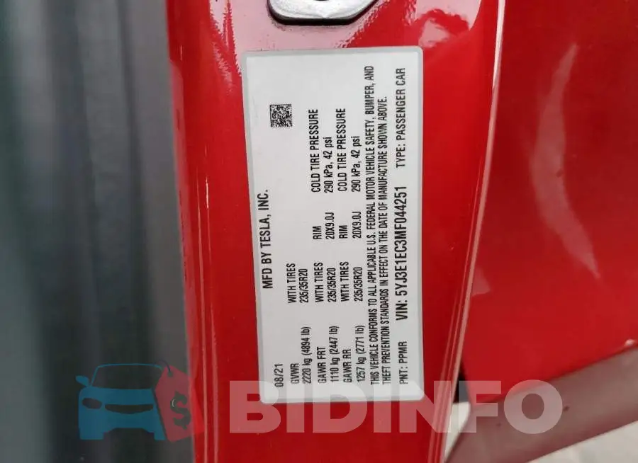 5YJ3E1EC3MF044251 Photo# 12