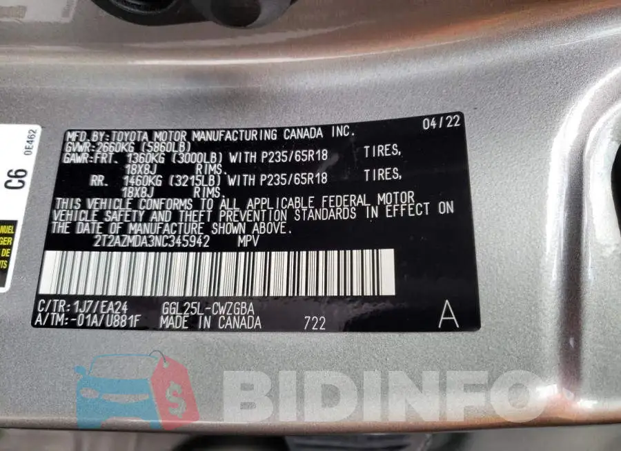 2T2AZMDA3NC345942 Photo# 13
