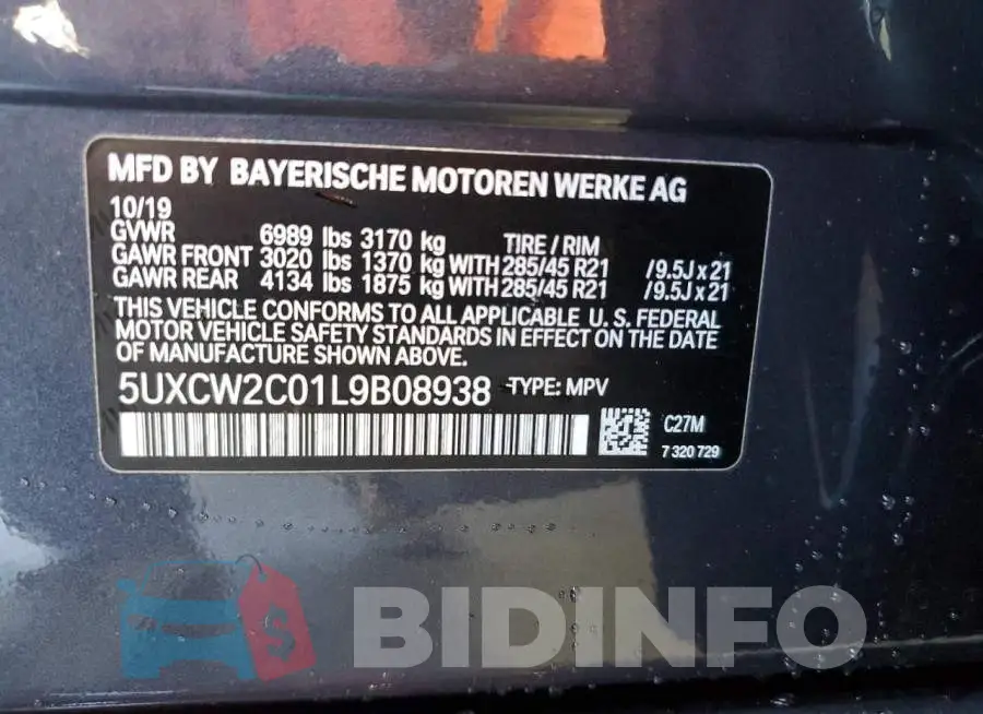 5UXCW2C01L9B08938 Photo# 14