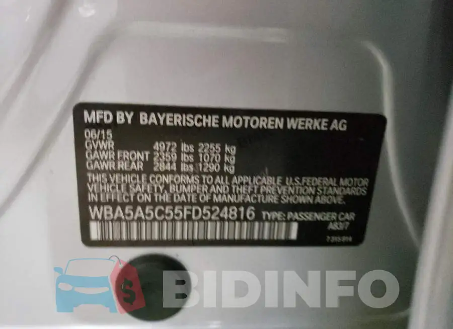 WBA5A5C55FD524816 Photo# 12