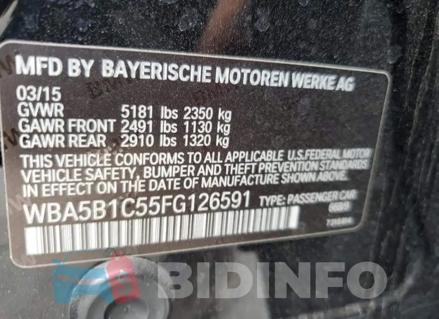 WBA5B1C55FG126591 Photo# 12