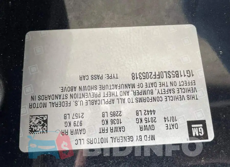1G11B5SL0FF205318 Photo# 10