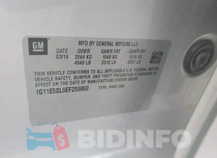 1G11E5SL6EF259860 Photo# 12