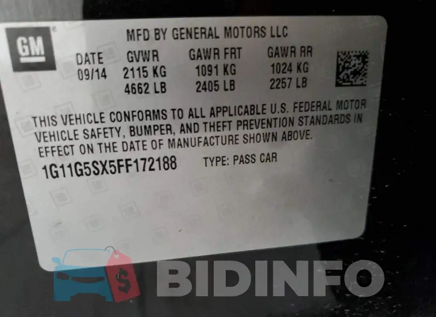 1G11G5SX5FF172188 Photo# 12