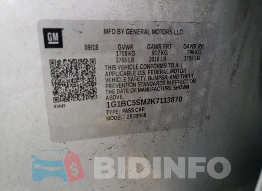 1G1BC5SM2K7113870 Photo# 12